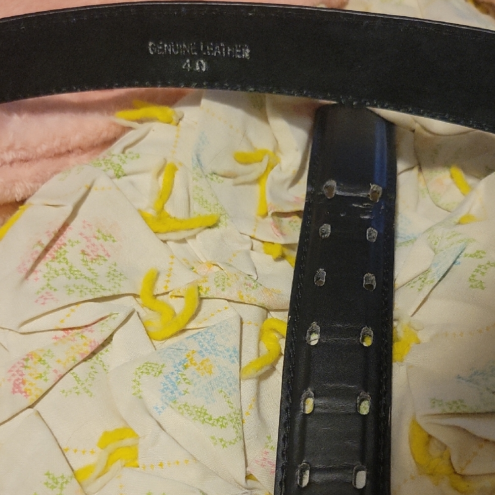Black Genuine Leather Belt W/ Callouts; Project Belt Or Better, Metal Buckle